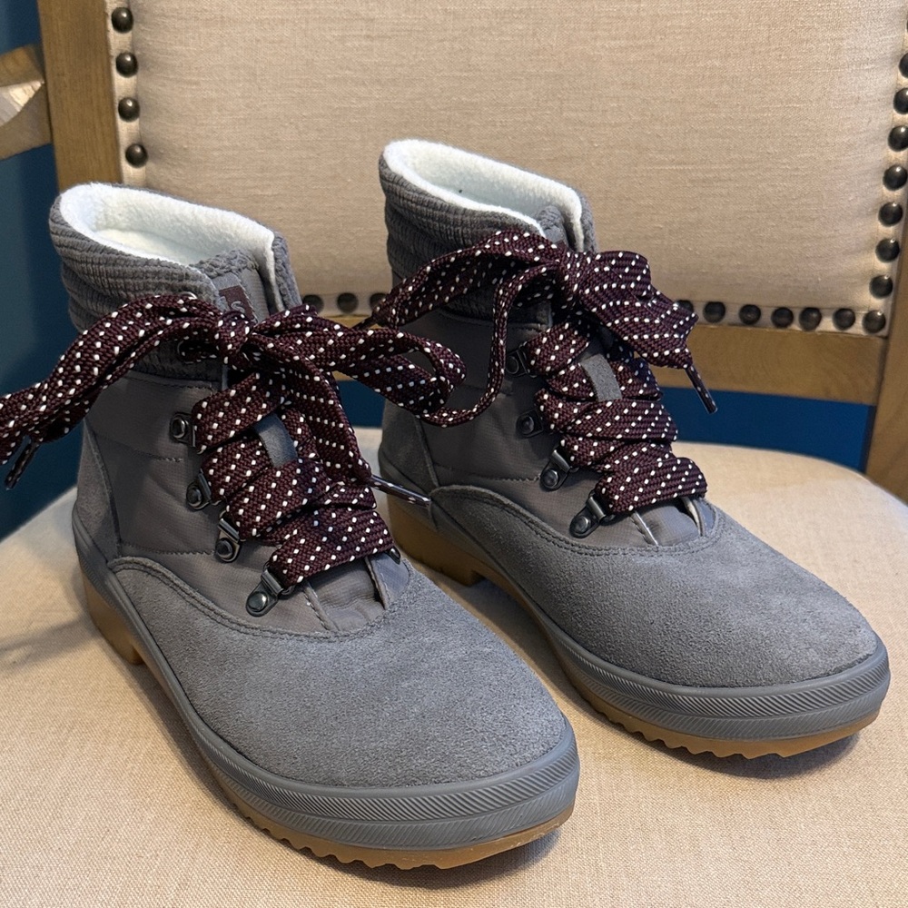 NWOT Keds Charcoal Suede Camp Lace-Up Boots, Size 8